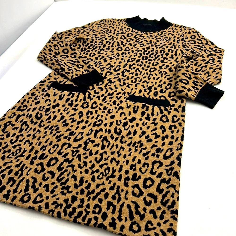 J. Crew Leopard Print Sweater Dress‎